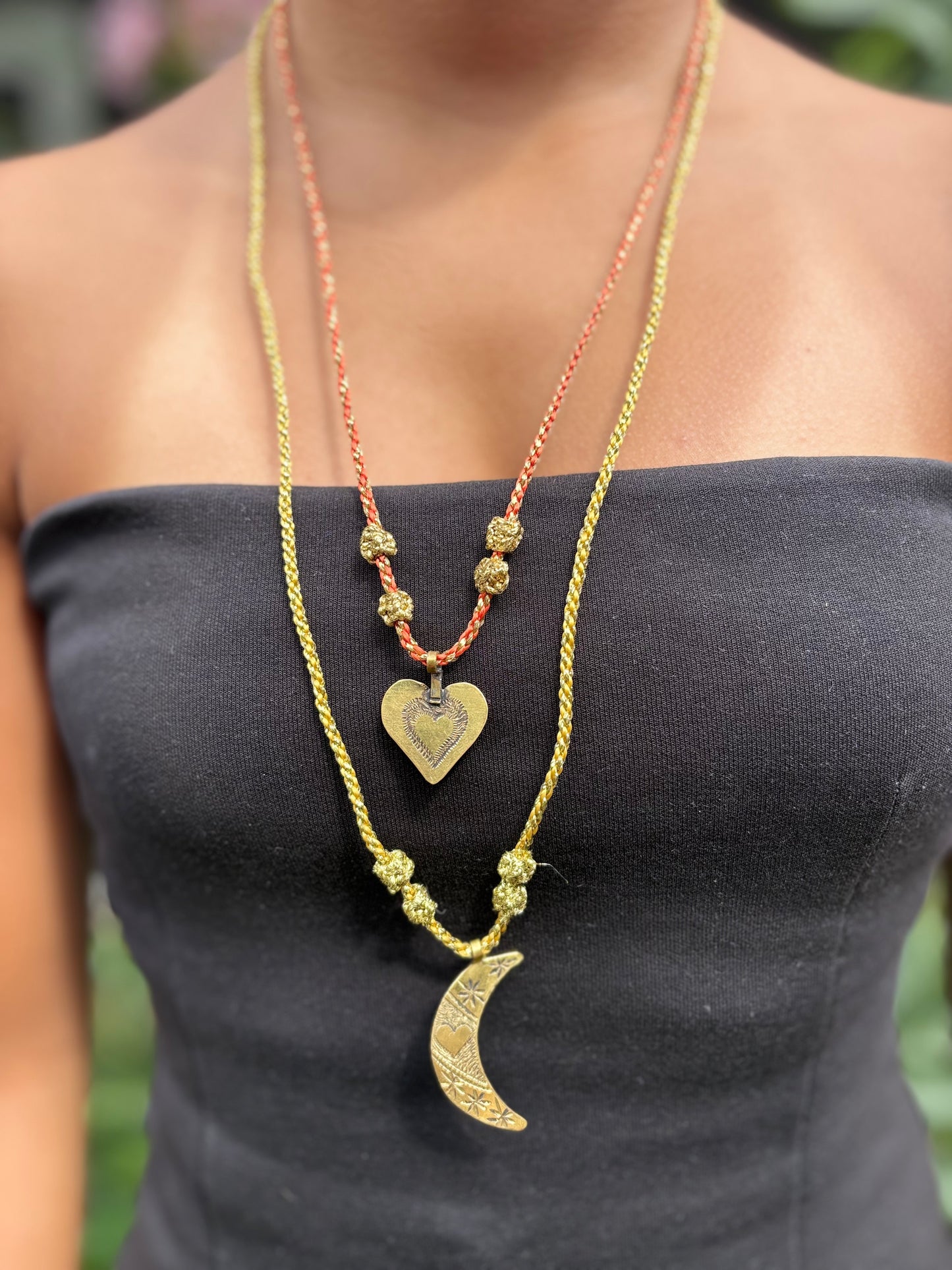 Sautoir Grigri médaille lune cœur