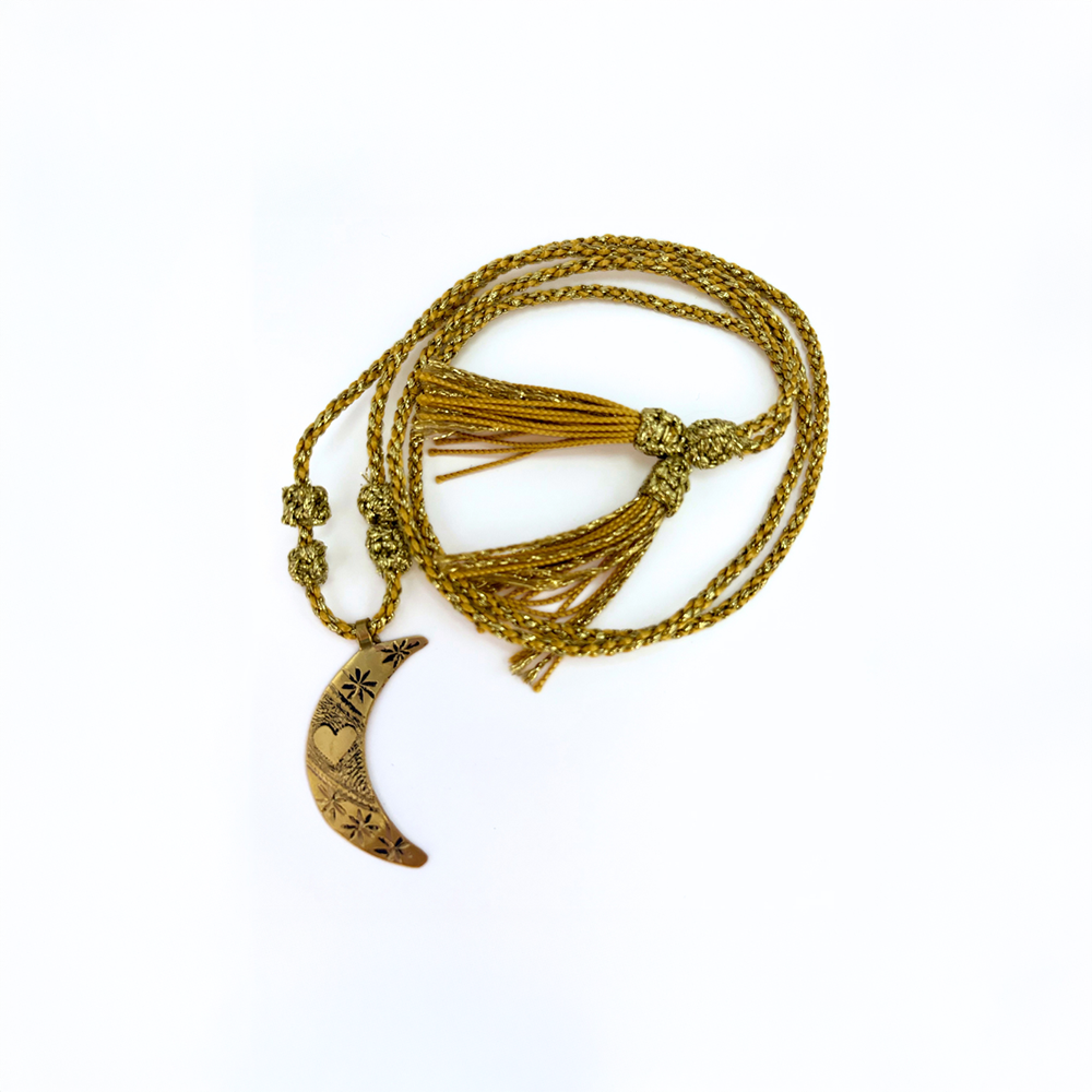 Sautoir Grigri médaille lune étoiles cœur