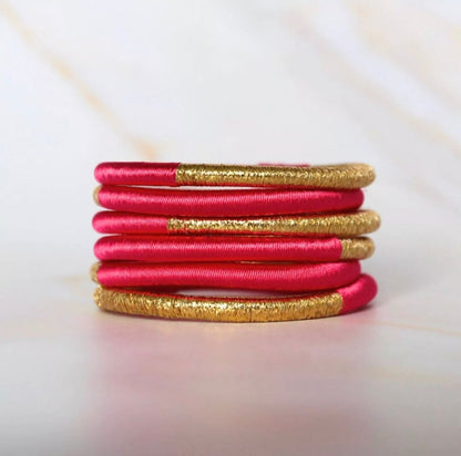 Jonc dahabi rose bonbon stack artisanal Maroc beloves