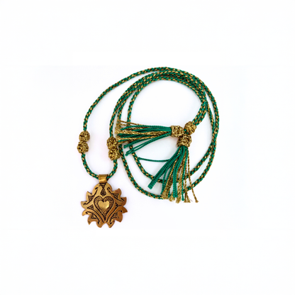 Sautoir grigri médaille ex-voto cœur vert fait main Maroc beloves