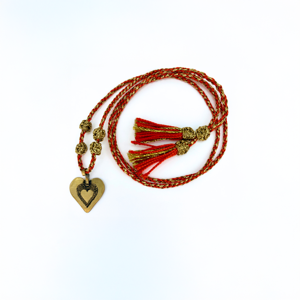 Sautoir grigri médaille cœur orange fait main Maroc beloves 