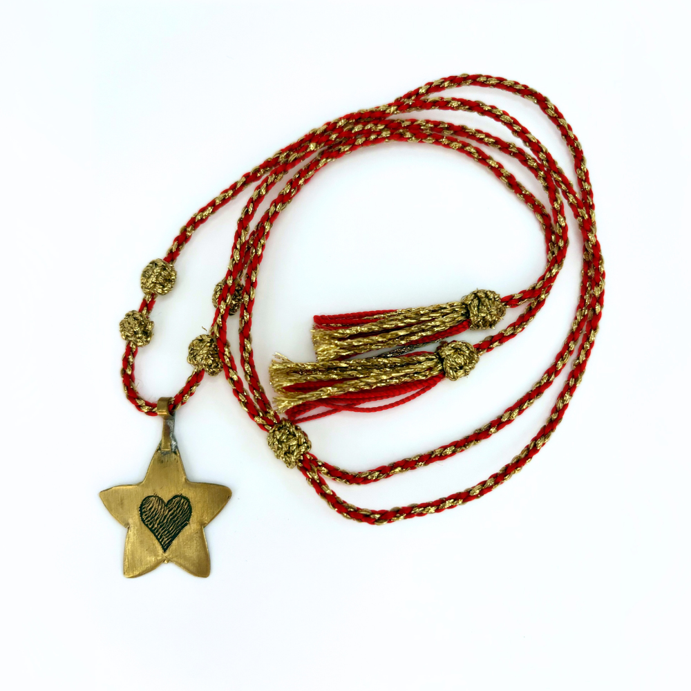 Sautoir grigri étoile cœur détail médaille tressé Maroc beloves