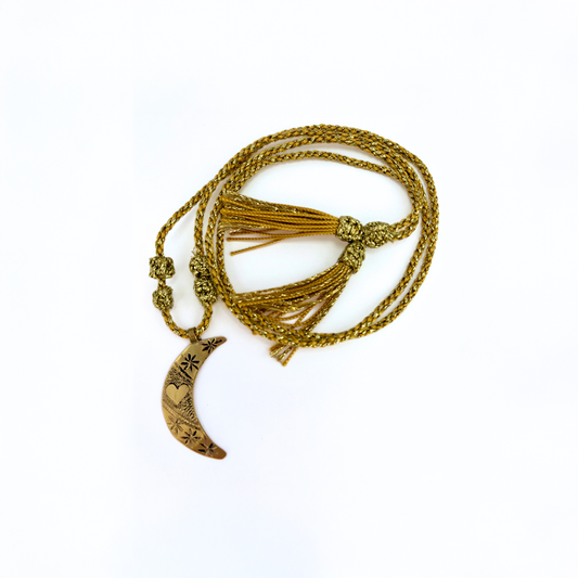 Sautoir Grigri médaille lune étoiles cœur