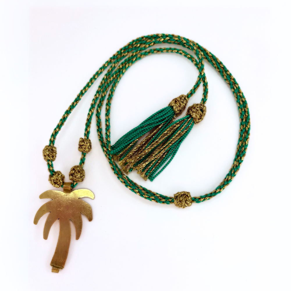 Sautoir grigri palmier vert solaire artisanal beloves