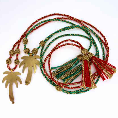 Sautoir grigri palmier détail médaille dorée tressé beloves