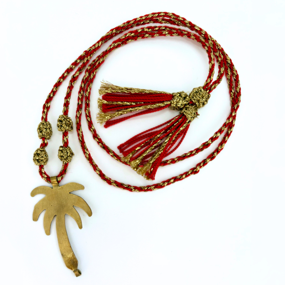Sautoir grigri palmier rouge bohème porte-bonheur beloves