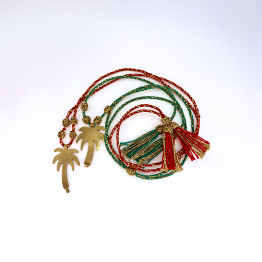 Sautoir grigri médaille palmier rouge vert fait main Maroc beloves