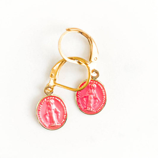 Boucles d'oreilles médaille vierge laiton doré beloves