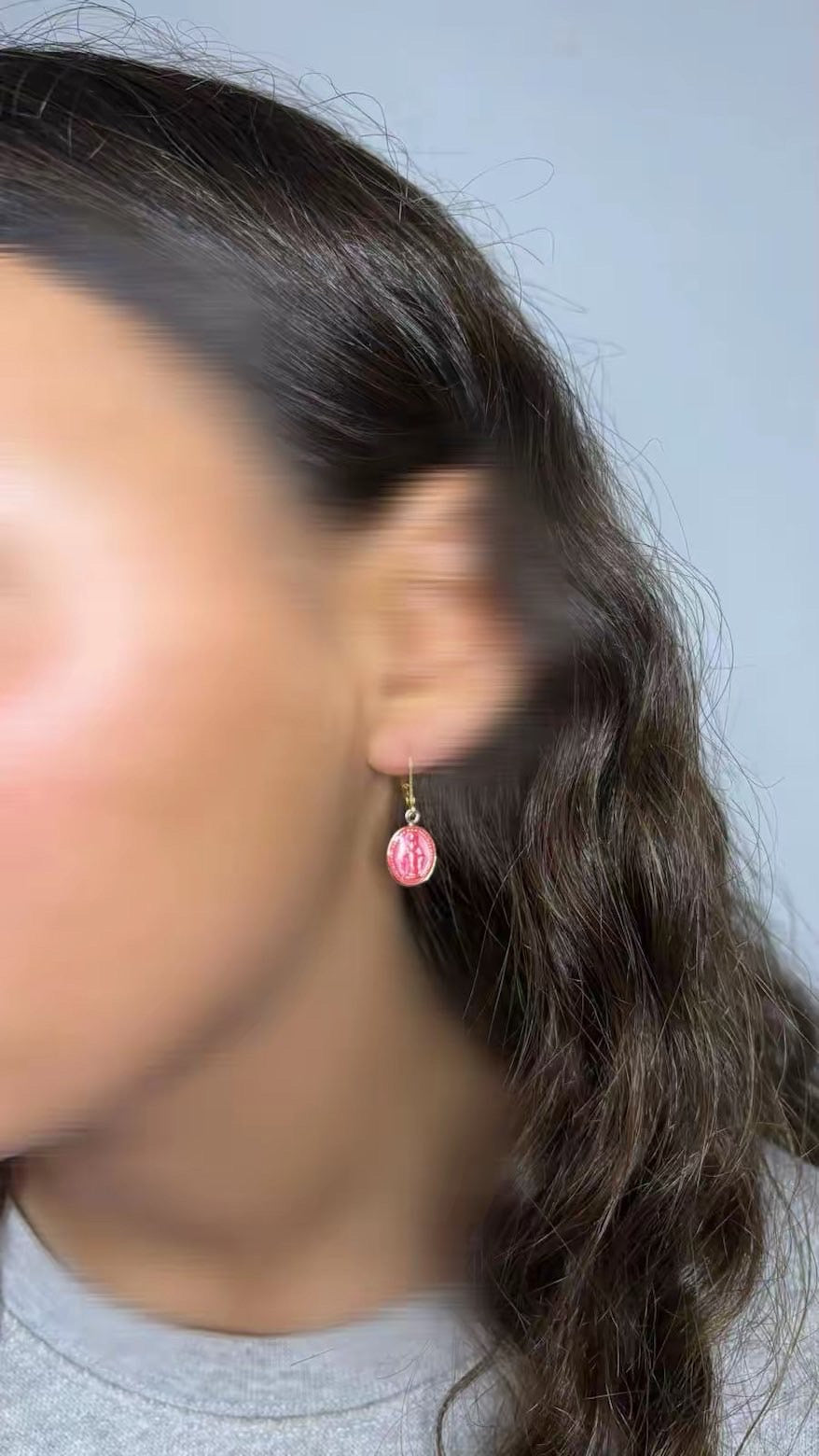 Boucles d'oreilles Mary Pink portées acier inoxydable beloves