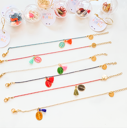 Bracelet bubble Mary petites boules colorées chaine dorée laiton beloves
