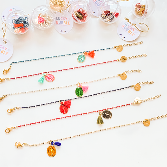 Bracelet bubble Mary petites boules colorées chaine dorée laiton beloves