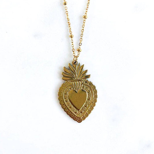 Collier ex-voto Mystic coeur doré acier inoxydable crée France beloves