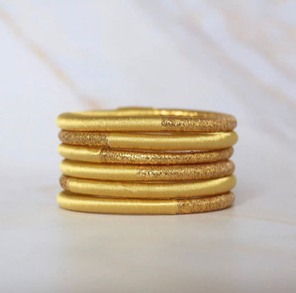 Jonc dahabi jaune pastel doré stack soie végétale fait main Maroc beloves