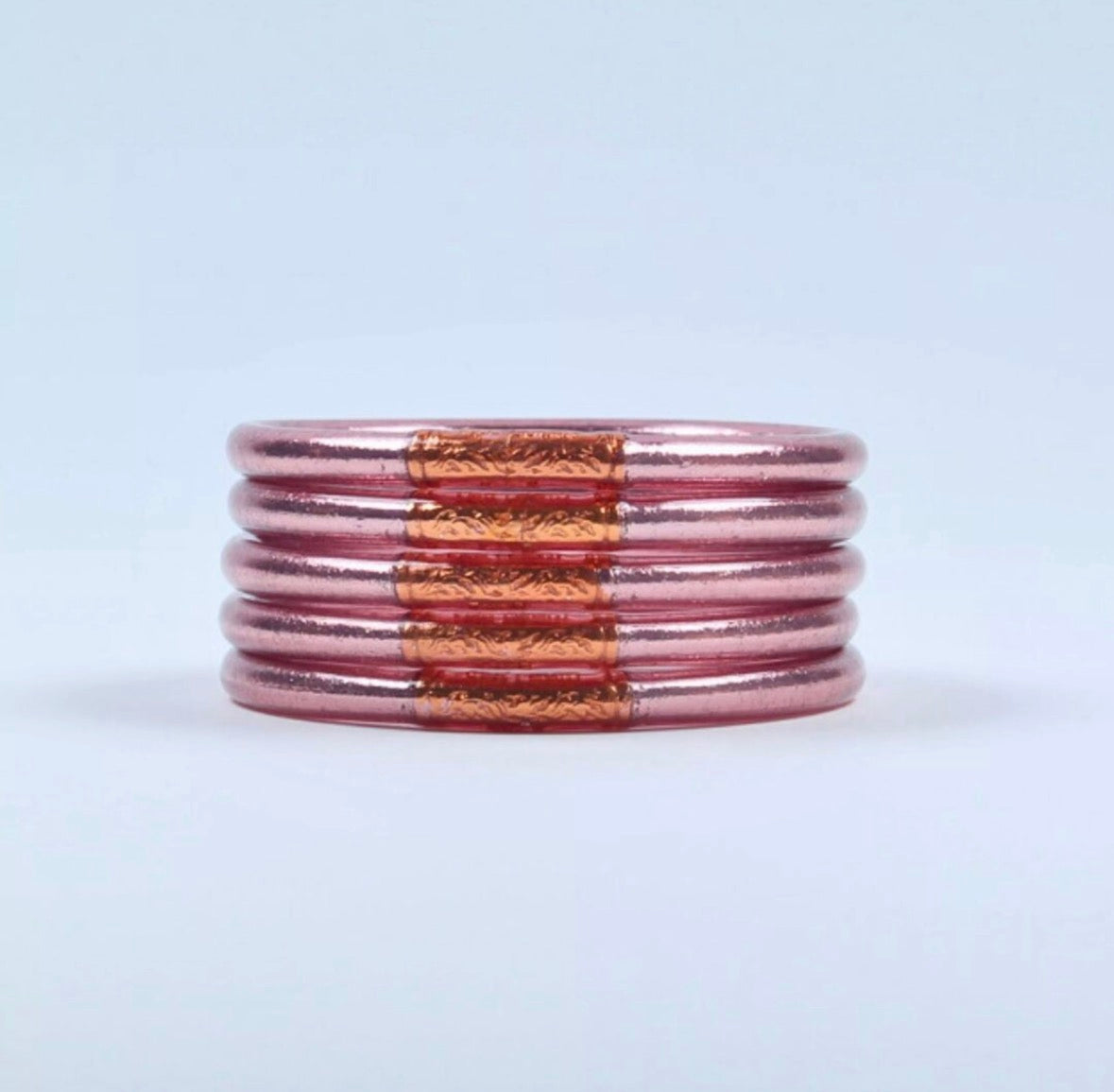 Jonc bouddhiste bicolore rose gold mantra abricot stack accumulation beloves