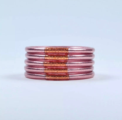 Jonc bouddhiste bicolore rose gold mantra abricot stack accumulation beloves