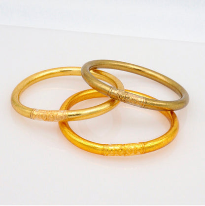 Jonc bouddhiste épais doré béni Thaïlande bracelet porte-bonheur