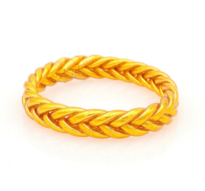 Jonc bouddhiste tressé doré béni Thaïlande bracelet porte-bonheur