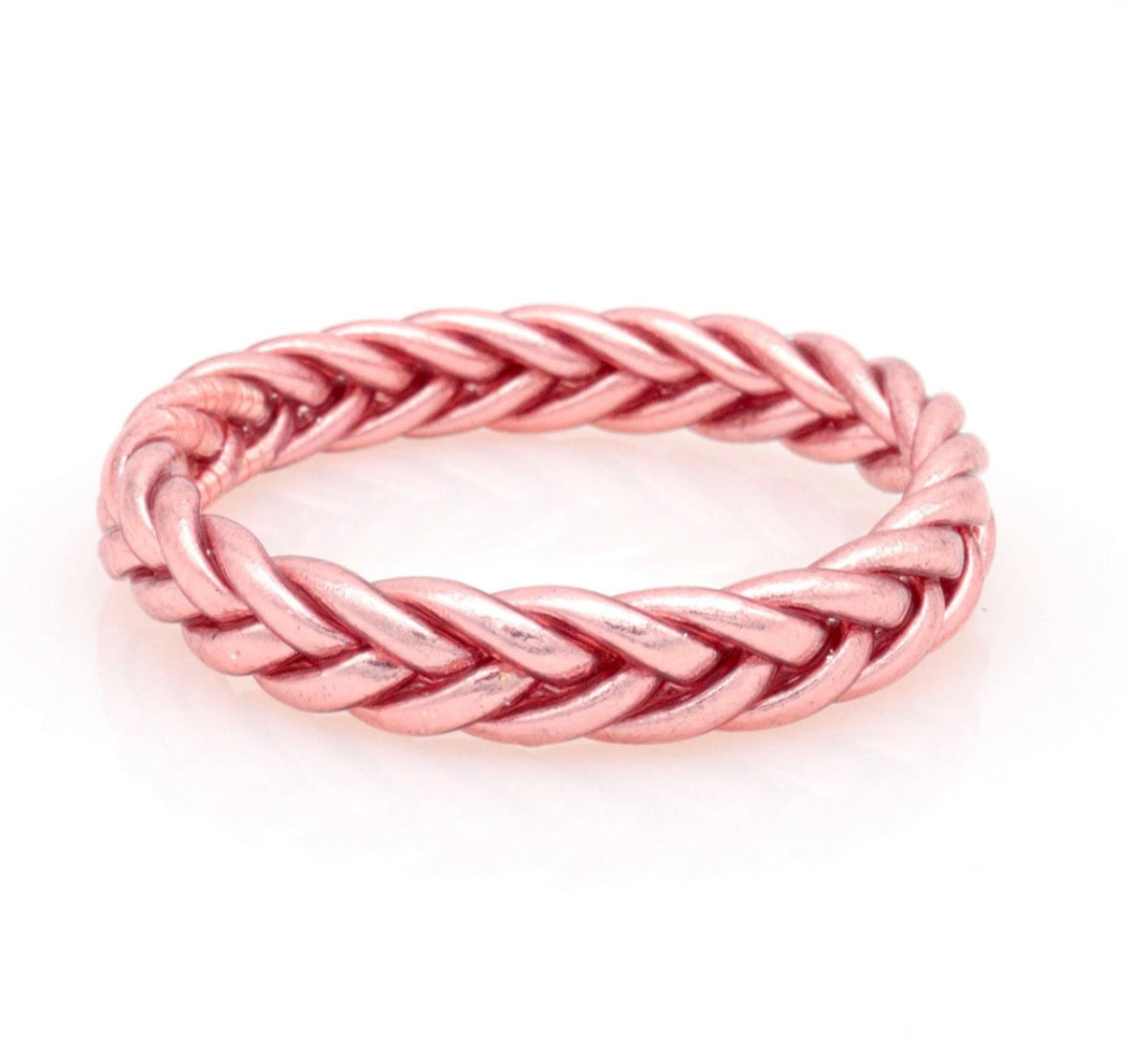 Jonc bouddhiste tressé or rose béni Thaïlande bracelet porte-bonheur