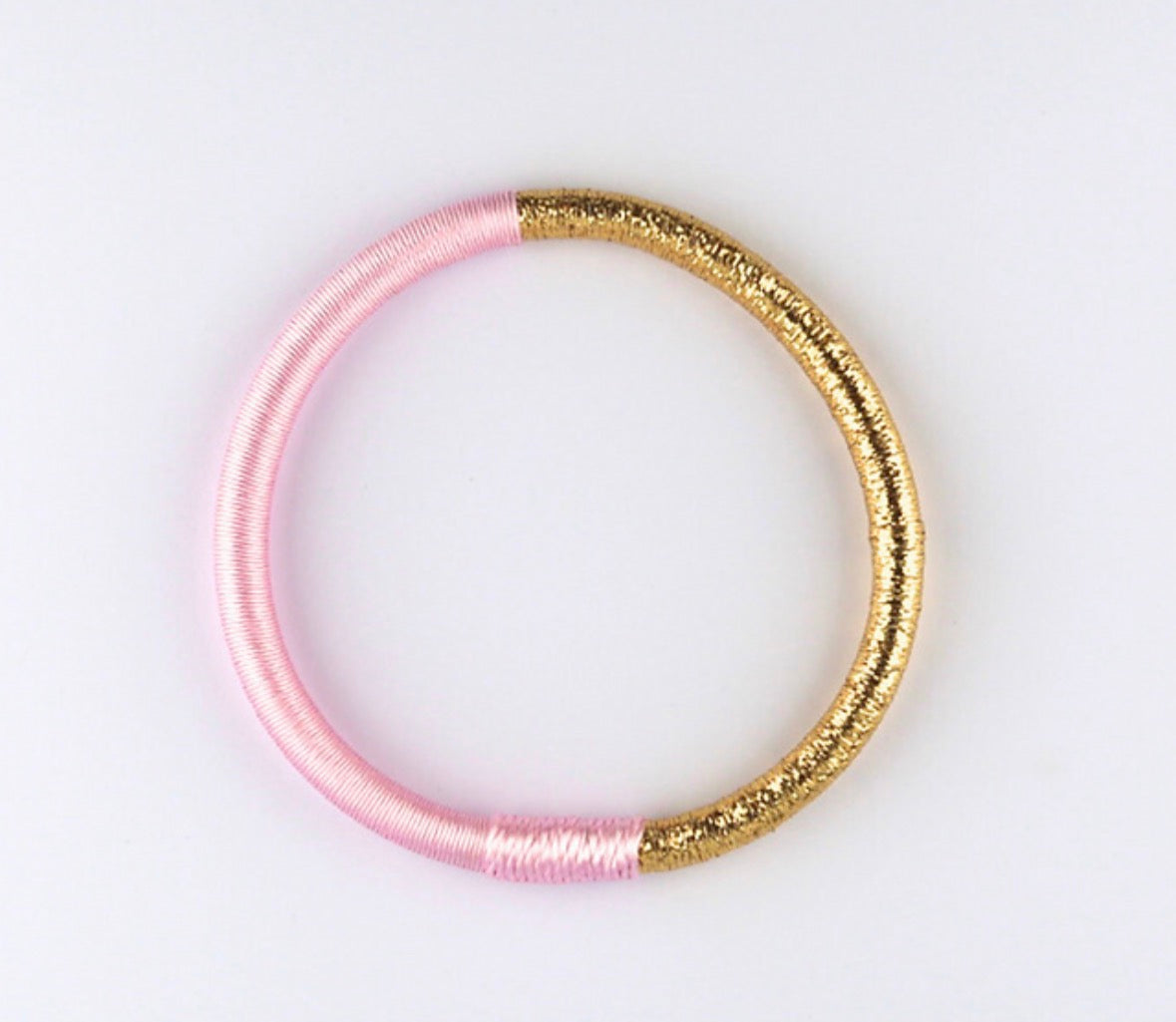 Jonc dahabi rose pastel soie végétale lurex doré fait main Maroc beloves