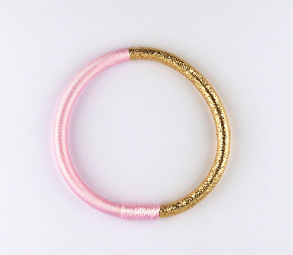 Jonc dahabi rose pastel soie végétale lurex doré fait main Maroc beloves
