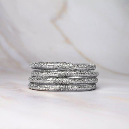 Jonc sabra classique argenté stack soie végétale cactus fait main Maroc beloves