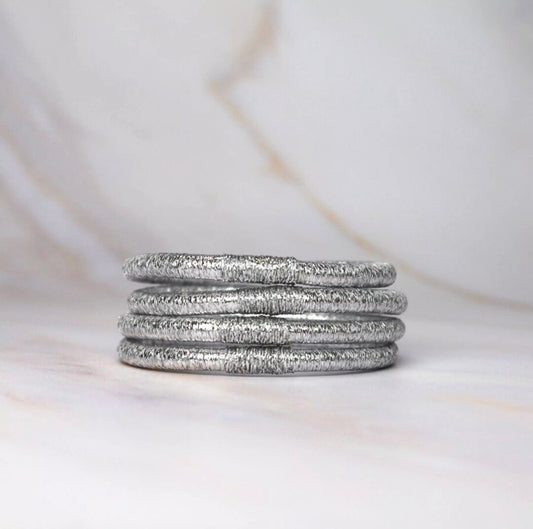 Jonc sabra classique argenté stack soie végétale cactus fait main Maroc beloves